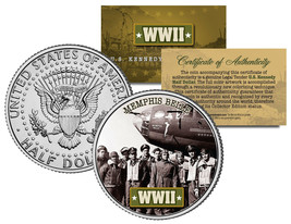 World War Ii Memphis Belle Colorized Jfk Half Dollar Coin B-17 Flying Fortress - £6.70 GBP