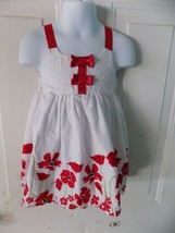 Penelope Mack Toddler Girls Red White Floral Dress Chenille Dots 18 Mont... - $18.25