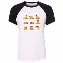 Pug Yoga cute funny cartoon pug doing yoga Women Girl Shirt Casual T-Shirts Tops - £14.11 GBP