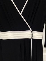 Frank Lyman Faux Wrap Pencil Formal Dress Size 8 Black White Tuxedo 3/4 ... - $28.04