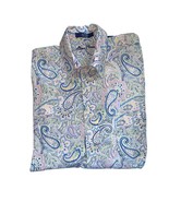 Alan Flusser Paisley Print Long Sleeved Button Down chest pocket Shirt L... - $31.51
