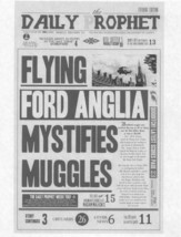 Harry Potter Daily Prophet Flying Ford Anglia Mystifies Muggles Prop/Replica - £1.65 GBP