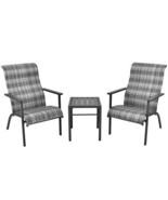 3 Pieces Patio Rattan Bistro Set with High Backrest and Armrest-Gray - C... - $417.07 CAD
