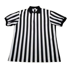 Majestic 2650 1/4 zip polo referee jersey shirt striped zebra black &amp; wh... - $8.90