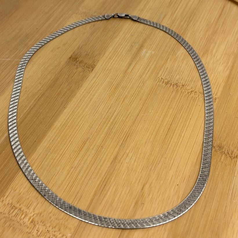 VTG Sterling Silver Herringbone Flat Chain Necklace 20&quot; 925 Italy - £27.00 GBP