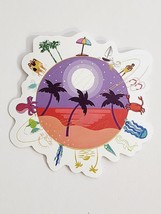 Palm Trees and Beach with Different Beach Theme Pictures Sticker Decal Awesome - £1.83 GBP