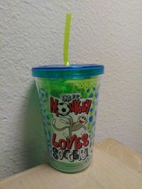 &quot;THIS LIL MONKEY LOVES SOCCER&quot; 10 OZ KIDS TUMBLER CUP W/ STRAW BPA FREE - £6.59 GBP