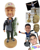 Personalized Bobblehead Fisherman Holding A Giant Fish To Impress People - Sport - £72.47 GBP