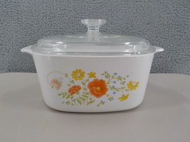 Vintage Corning Ware Casserole Dish A-3-B WILDFLOWER 3 Liter Pyrex Lid A... - $19.99