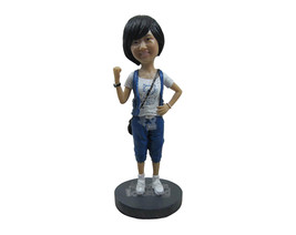 Custom Bobblehead Cute Girl With Side Bag Looking For A Ride - Leisure &amp; Casual  - £69.82 GBP