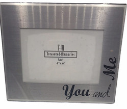 Ganz You And Me Photo Frame 4x6 Silver Aluminum Black Lettering Tabletop - $21.26