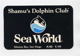 Shamu&#39;s Dolphin Club Membership Card 1980&#39;s Sea World San Diego California - £13.66 GBP