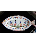 QUIMPER HB Henriot X-Large 24&quot; x 12&quot; Fish Serving Plate Platter France -... - $250.00