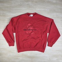 Y2K Walt Disney World Mickey Mouse Sweatshirt Size Medium Red Embossed P... - $24.64