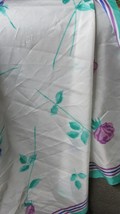 &quot;&quot;BLUE AND PURPLE ROSES ON WHITE WITH AQUA BORDER&quot;&quot; - SCARF - ITALY - NW... - $8.89