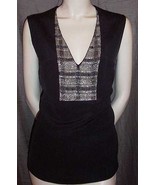 Brioni Silver Beaded Black Silk Sleeveless Top 42IT 8/10/12 NEW - $878.09 CAD