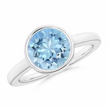 ANGARA Round Aquamarine Solitaire Engagement Ring for Women in 14K Gold - £1,690.67 GBP
