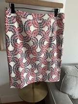 BODEN Pink Navy White Geometric Floral Preppy  Cotton Lined Pencil Skirt... - $29.00