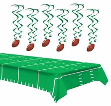 Football Party Supplies - Metallic Hanging Football Whirls and Green Foo... - $16.16+