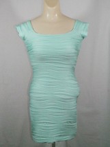 Vtg Wet Seal Turquoise Sexy Bodycon Dress Party Cocktail Club XS Wavy Lined - £39.32 GBP