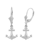 925 Sterling Silver Anchor Nautical Drop Leverback Earrings Set - £20.90 GBP