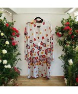 Tianello Tencel Floral Duster Jacket Women’s Size 2X Button Front Side Slit Boho - $57.41