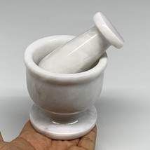 1.37 lbs, 3&quot;x3&quot;, Natural Marble Crystal Pestle and Mortar Handmade, B32566 - £59.20 GBP