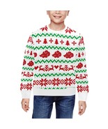 White Anime Cloud Ugly Christmas Rib Cuff Crewneck Sweatshirt for Kids - $54.33 CAD