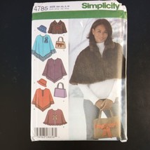 Simplicity 4785 Misses&#39; Capelet in 2 Lengths Poncho Hat Bag AA XS-M UC - $5.67