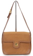 Ted L API Dus Paris Suede Leather Shoulder Bag Tan Flap Gold-Tone Hw Vintage - £167.20 GBP