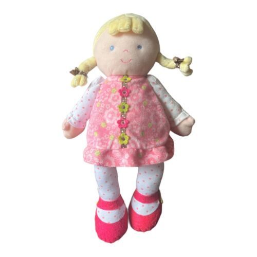 Just One You Doll Lovey by Carter's Plush Blonde Braids Pink Floral Dress Baby - $17.72