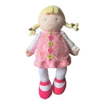 Just One You Doll Lovey by Carter&#39;s Plush Blonde Braids Pink Floral Dress Baby - £13.86 GBP