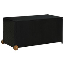  Storage Box Black Poly Rattan, Solid Acacia Wood, Powder-Coated Steel - $2,635.93 MXN