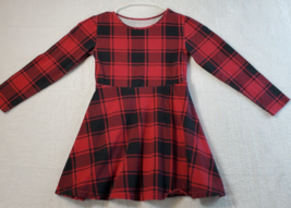 Children's Place Buffalo Plaid Dress Youth Size 5/6 Black Red Knit 100% Cotton - $9.39