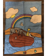 39x27 Vintage Noahs Ark Banner Outdoor Flag 100% Nylon - Cute rainbow Ya... - $8.59
