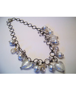 Necklace Sea Shell Pearl Clear Glass Beads White  - $17.82 CAD