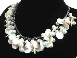 Necklace Sea Shell Pearl and Mother of Pearl White  - $12.99