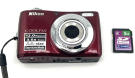 Nikon Coolpix L22 12MP Digital Camera Red 3x Zoom Tested - £57.43 GBP