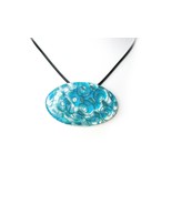 Random Turquoise Swirls Oval shape Polymer Clay Resin Pendant Necklace f... - $359.64 MXN
