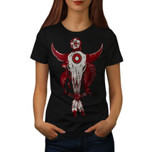 Indian Buffalo Skull Shirt Feather Women T-shirt - £10.38 GBP