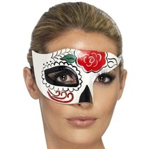 Day Of The Dead Half Eye Mask Adult White - $12.93