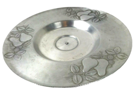 Vtg Lazy Susan Everlast Forged Aluminum MCM 15 1/2&quot; Pedestal Pear Fruit retro - $29.69