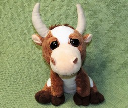 PETTING ZOO LONG HORN BULL PLUSH ZORRO 9&quot; SITTING STUFFED ANIMAL BIG EYE... - £7.43 GBP