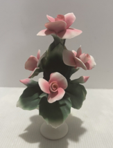 8&quot; Porcelain Capodimonte Little Pink Flowers in White Vase - $524.70 MXN