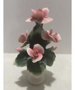 8&quot; Porcelain Capodimonte Little Pink Flowers in White Vase - $524.70 MXN