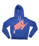 Nike Mens Blue Sweatshirt Medium Logo Pink Graphic Hoodie Pullover Red Tag - £16.82 GBP