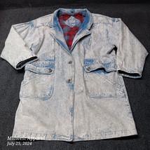 Vintage Stafano World Wide Denim Jacket Women 18 20 Blue Flannel Lined A... - $37.02