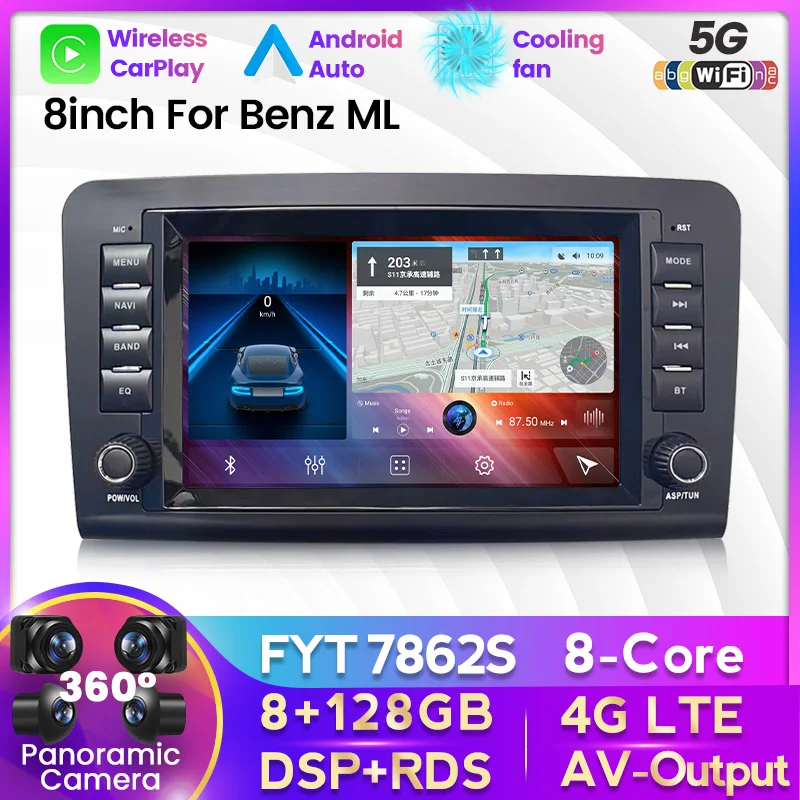 Built-in CarPlay AUTO Android 12 Car Multimedia Video Player Navigation For - £182.22 GBP+