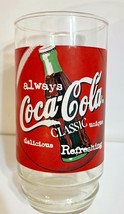 Vintage 1997 6&quot; tall Always Coca Cola Classic Coke Glass English and French  - £10.05 GBP