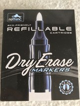 ReThinc 6 Refillable Dry Erase Markers Fine Point Black Blue &amp; Red Colors. - £11.79 GBP